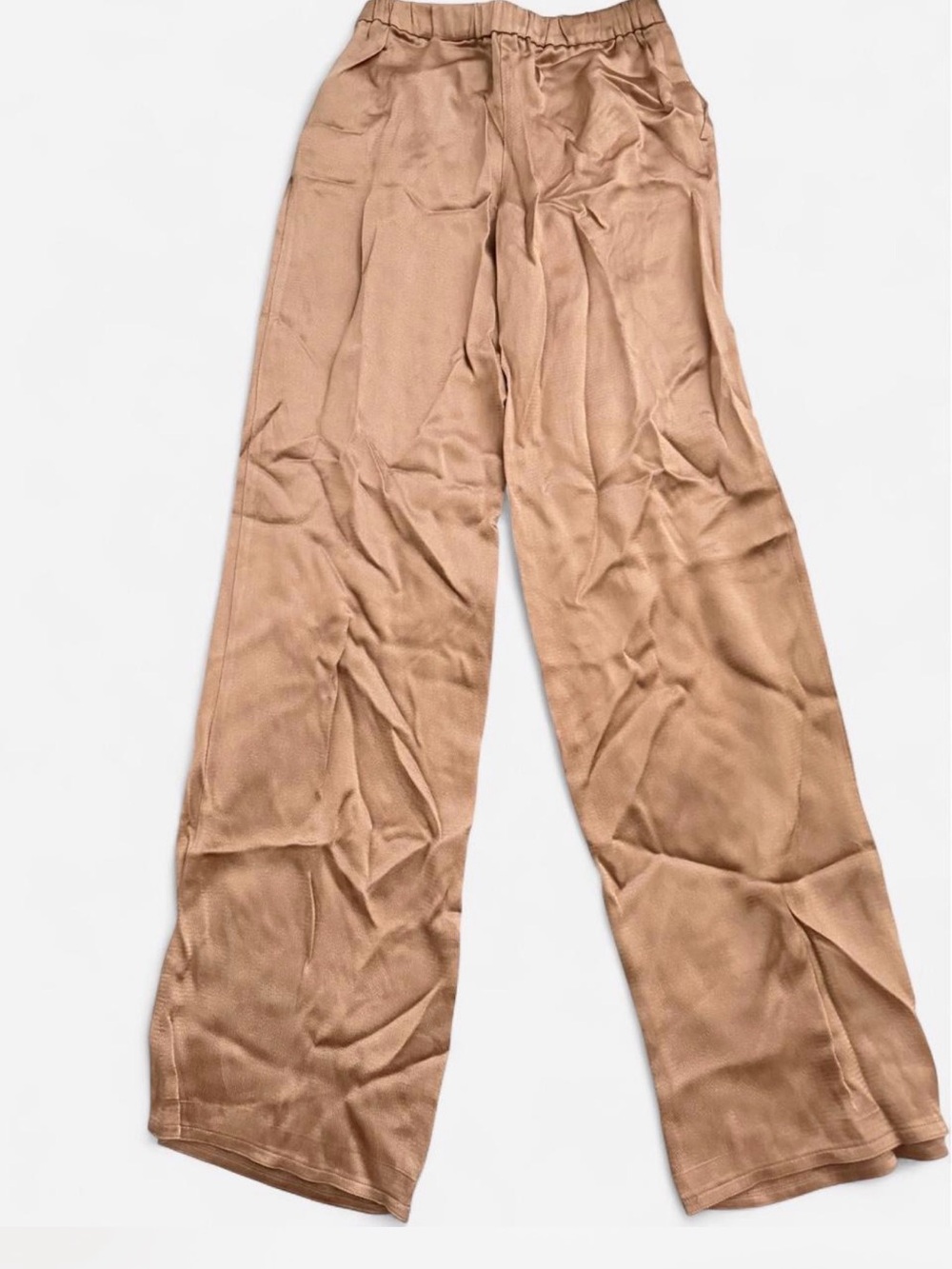 Reiss Wide-Leg Satin Trousers in Camel - Picture 3 of 6
